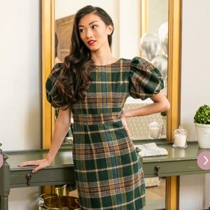 Ivy City Co. Green Holly Plaid  Mommy & Me Holiday Dresses